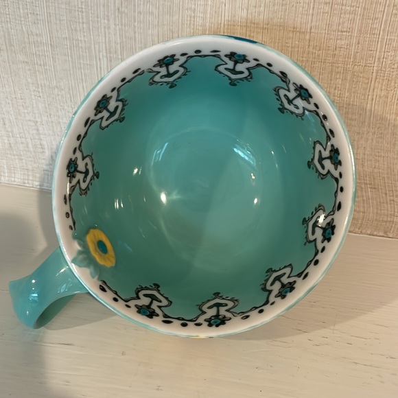 Anthropologie Elka Ayaka Braided Twist Handle Stoneware Coffee Mug Turquoise - Picture 7 of 8